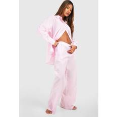Pink - Women Pyjamas boohoo Womens Cotton Pinstripe Pyjama Trouser - Pink
