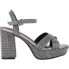 Fabric Heeled Sandals Kurt Geiger Fleur Platform Bling Platform Heel Sandals - Silver