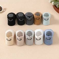 Children's Clothing Shein Baby Short Socks With Ear-Like Designs And Smiling Face Patterns - Mesh