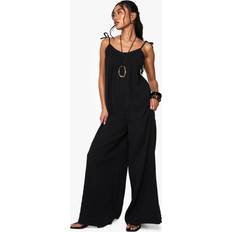 Breathable - Women Jumpsuits & Overalls boohoo Cheesecloth Swing Jumpsuit - Black