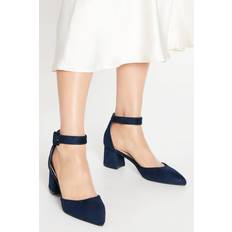 Blue - Low Heel Heels & Pumps Wallis Davis Covered Buckle Two Part Low Heel Court Shoes - Navy
