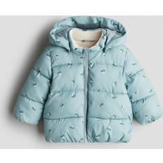 Blommiga Jackor Barnkläder H&M Baby Vattenavvisande Pufferjacka - Ljus Dimgrön/Blommig