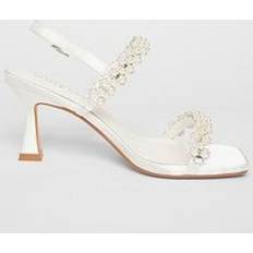 White Heels & Pumps Quiz Bridal Wide Fit Embellished Flared Heels - White