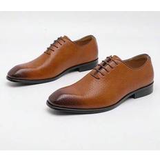 Men Oxford Shein Men's Woven Carved Leather Business Shoes - British Style