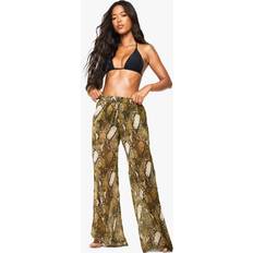boohoo Essentials Snake Print Trousers - Brown