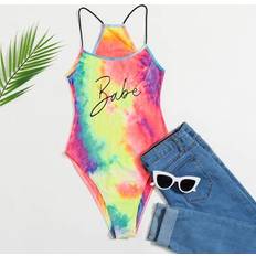 Multicoloured Shapewear & Under Garments Shein Letter Graphic Tie Dye Cami Bodysuit