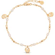 Anklets Ettika Aura Swirl Anklet Pearl with Silver Plating - Silver