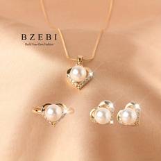 18k Jewellery Sets Temu 18k Golden-plated Shiny Necklace Earrings Set - Adjustable
