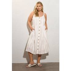 Yours Curve Natural Stripe Sundress - Natural