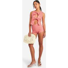 Red Vests boohoo Bengaline Gingham Tie Front Waistcoat - Red