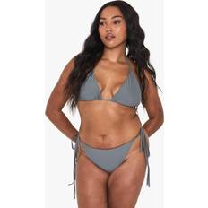 Grey Bikini Tops boohoo Womens Plus Triangle Bikini Top - Grey