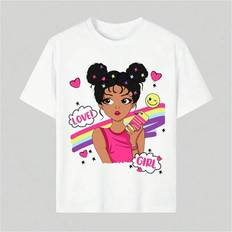 Children's Clothing Shein Tween Girls Cartoon Graphic Print Neck T-Shirt