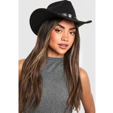 Headgear boohoo Studded Trim Detail Western Hat - Black