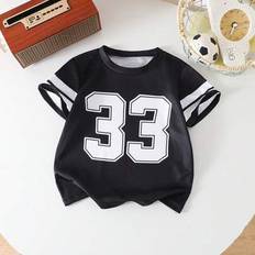Children's Clothing Shein Young Boy Striped Print Crew Neck Short Sleeve T-Shirt - Summer