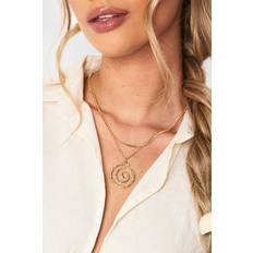 boohoo Spiral Double Layered Necklace - Gold