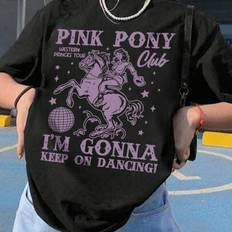 Shein Teen Girls T-Shirt Oversized Pink Pony Club - Pink