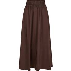 Bruna Kjolar Neo Noir Yara Poplin Skirt Dam Midikjolar - Chocolate Brown