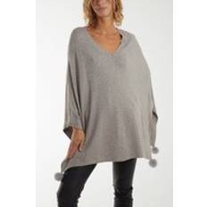 Capes & Ponchos Blue Vanilla Faux Fur Tassled Diamante Poncho - Taupe