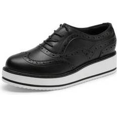 Buckle - Women Oxford Shein Platform Oxfords Lace-Up Wingtips Round Toe Dress Shoes
