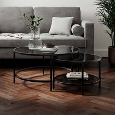 Dunelm Sofia Black Nesting Table 80cm 2pcs