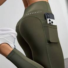Cycling Shorts Shein Solid High Waist Pocket Slim Fit Athletic Bike Shorts