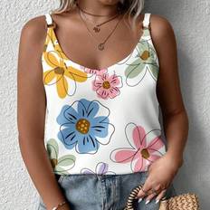 Shein Plus Size Floral Stripe Print Camisole Tank Tops