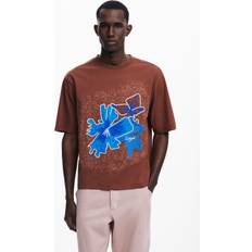 Desigual Blåa T-shirts Desigual Short-sleeve T-shirt with Flower Patch