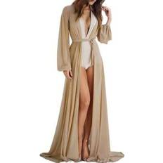 Lace Swimsuit Cover-Ups & Sarong Wraps Shein Women Chiffon Bikini Cover Ups Long Sleeve Deep V Neck - Sexy Lace-Up