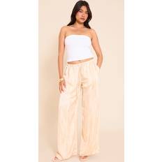PrettyLittleThing Textured Woven Printed Satin Wide Leg Trousers