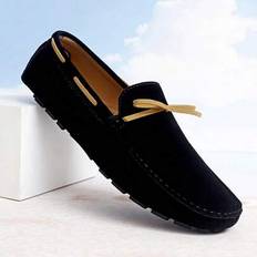 Microfiber Loafers Shein Handmade Suede Slip-On Casual Shoes - Solid Color