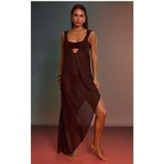 Silke/Siden Badkläder PrettyLittleThing Espresso Chiffon Sheer Strappy Beach Dress