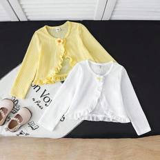 Florals Cardigans Children's Clothing Shein Multi-Piece Young Girl Long Sleeve Knit Cardigan - Cute Wear