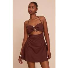 PrettyLittleThing Trim Detail Shift Dress - Chocolate