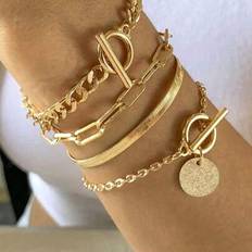Women Jewellery Sets Shein Vintage Hip Hop Snake Bone Chain Set - Gold-Tone