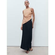 Mango Tops Mango Asymmetrical Striped Cotton Top Woman - Brown