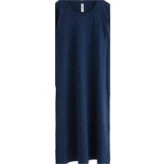 Blåa Nattlinnen Lindex Ls Nightdress Aop Jersey - Marinblå