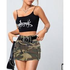 Camouflage Skirts Shein Summer Camouflage Utility Denim Skirt