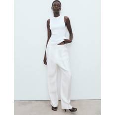 Mango White Tops Mango Ribbed Knit Top Off White - Off White