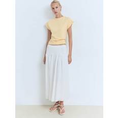 Women - Yellow Jumpers Mango Short-Sleeved Fine-Knit Sweater Pastel Yellow