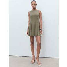 Boat Neck - Short Dresses Mango Short Flared Dress Woman - Khaki