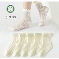 Polka Dots Underwear Shein Mesh Lace Trim Socks Solid Bowknot Polka Dot - White