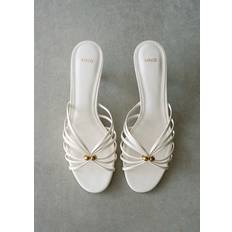 Mango Shoes Mango Kitten Heel Sandal Metallic Detail Ecru