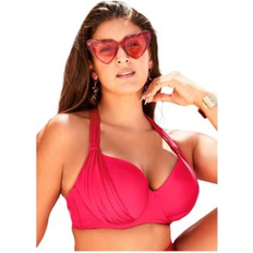 Bikini Tops Swimsuits For All Bra Drape Front Underwire Bikini Top - Fire Coral