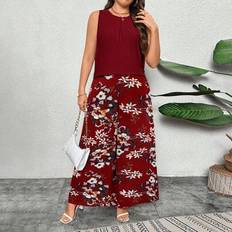 Florals Suits Shein Plus Size Women Summer Casual Tank Top Floral Pants Set