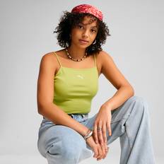 Puma Gröna Linnen Puma Wardrobe Essentials Ribbed Tank Top - Green