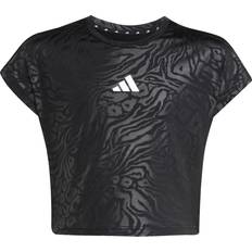 Återvunna material Överdelar adidas Animal Print Crop Tee For Barn - Black/White