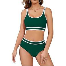 Green - Sportswear Garment Bikinis Gogerstar Women's Sporty Bikini Sets Two Piece High Waisted Swimsuits - Green