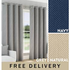 Curtains & Accessories Enhanced Living Chester 100% Blackout Herringbone Eyelet Curtains