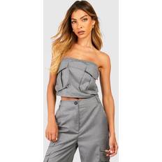 boohoo Womens Tailored Cargo Bandeau Top - Grey