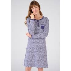 Damart Animal Print Long Sleeve Nightdress - Navy
